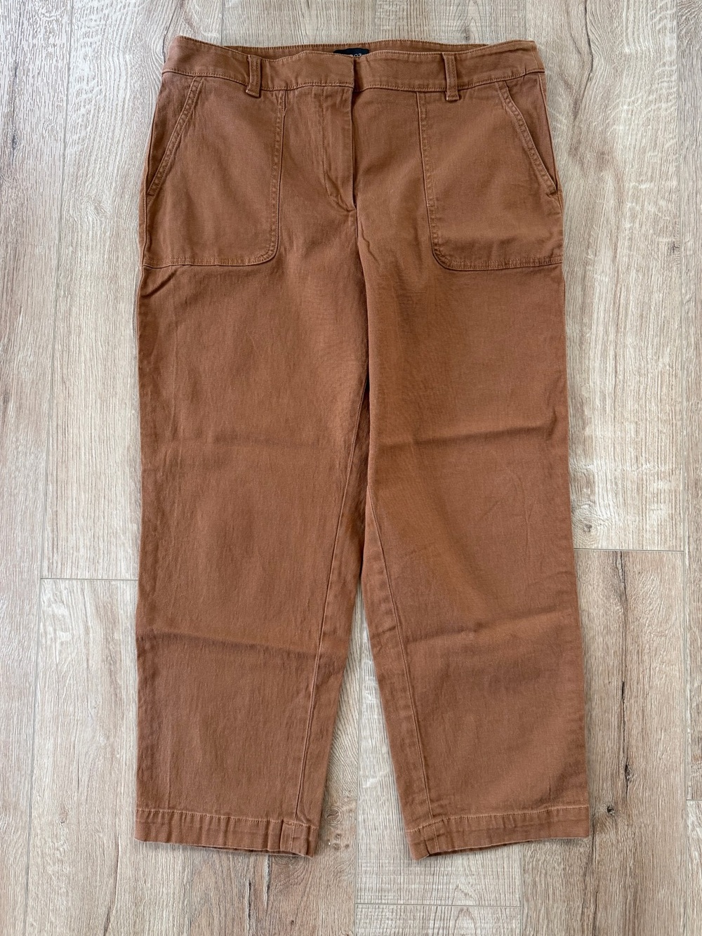 Talbots Women’s Size 14 Brown/Tan Cropped Chino Pants Wide Leg Cotton Blend